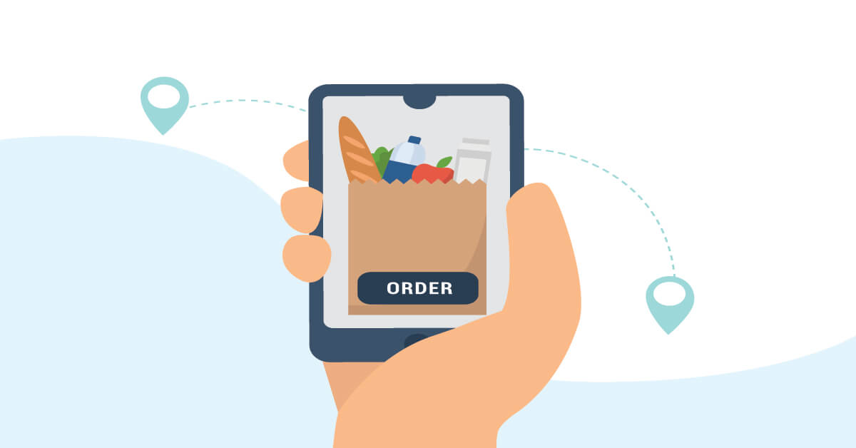 Illustration of hand holding mobile device
