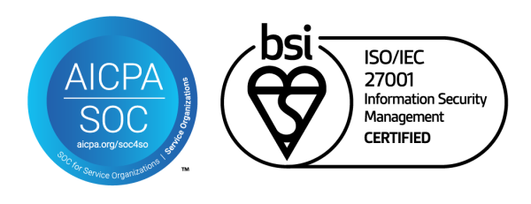 AICPA SOC logo and ISO/IEC 27001 Information SecuritY Management Certified logo