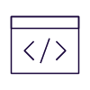 Icon of code in a browser window