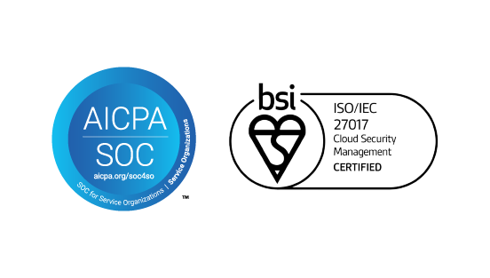 AICPA SOC logo and bsi ISO certified logo