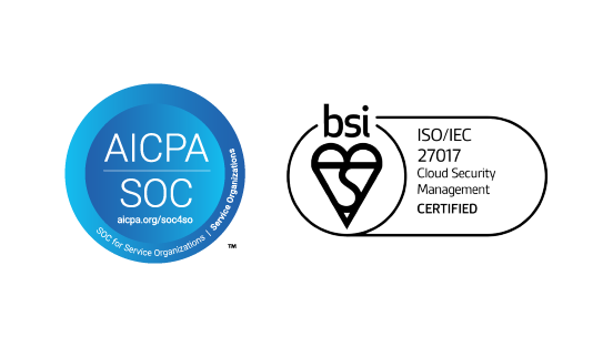 AICPA SOC logo and bsi ISO certified logo