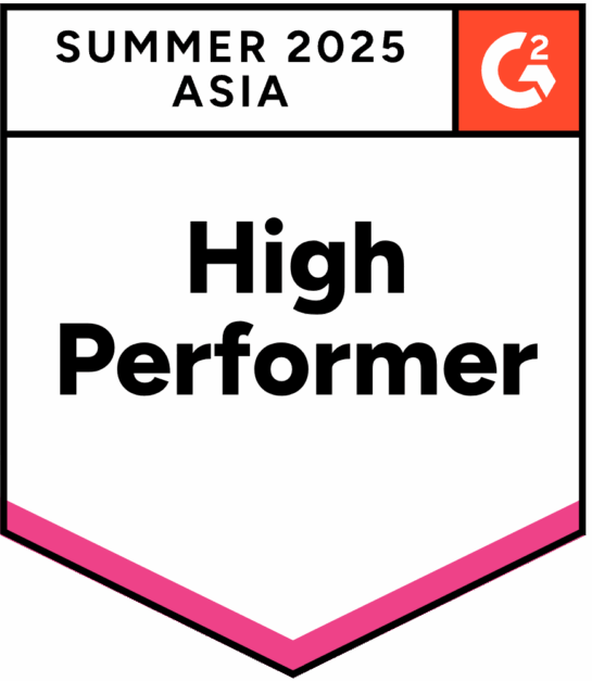 Badge awarded to Level Access from G2 indicating a status of High Performer for Asia in the Summer of 2025.